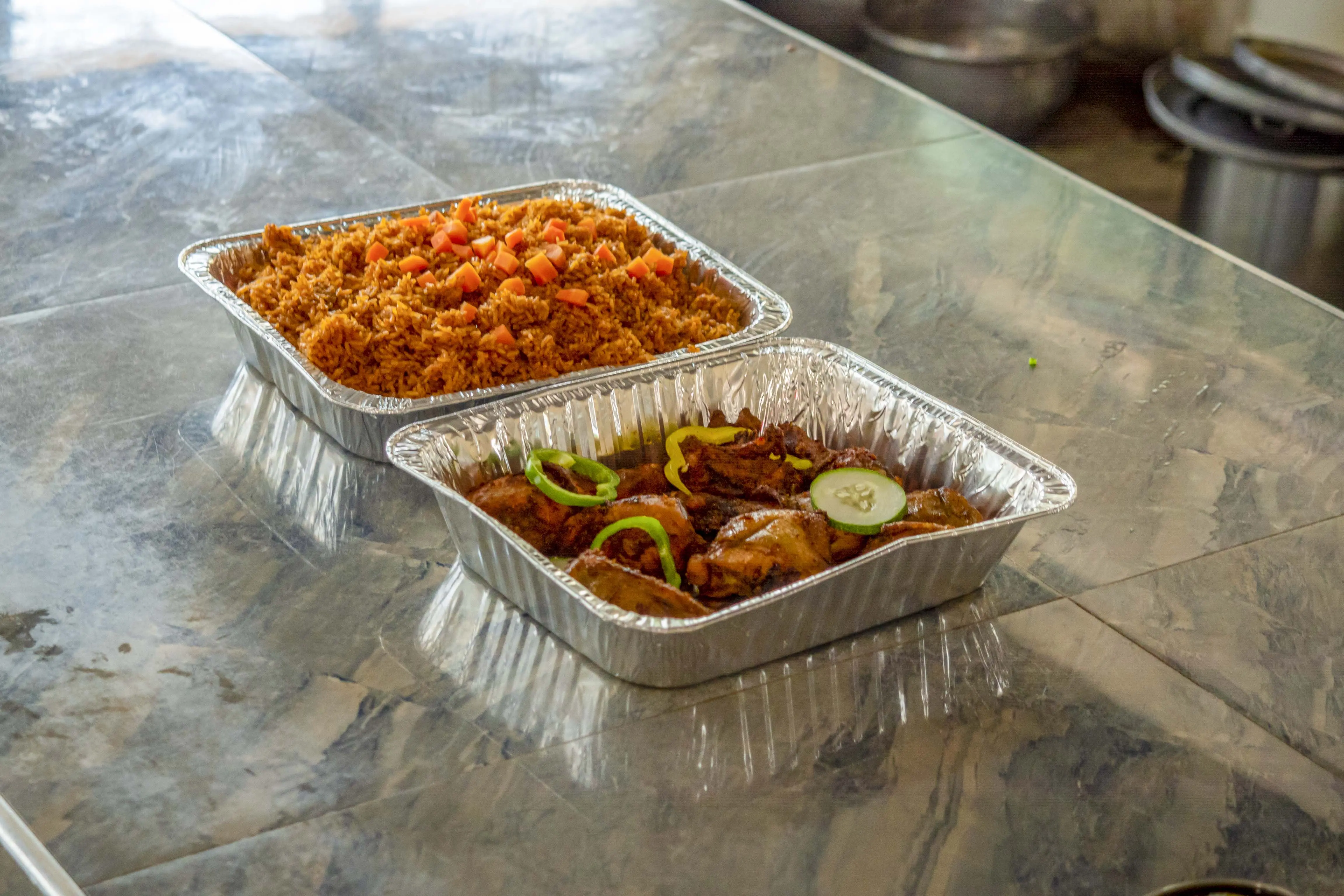 Jollof Rice Tray Coleslaw catering package — Diamonds & Pearls Catering Accra